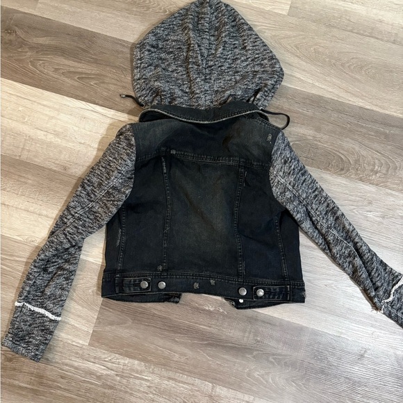 Free People Black Denim Jacket with Silver Button - Picture 6 of 6